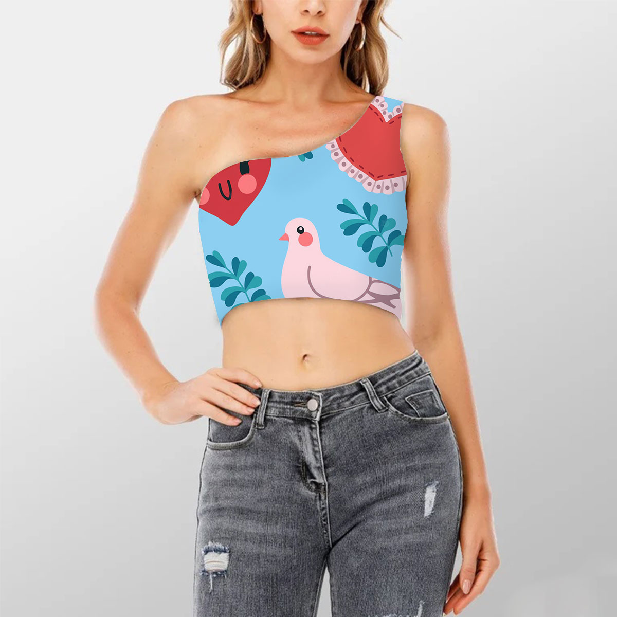 Coon Pink Dove He Shoulder Cropped Top 6