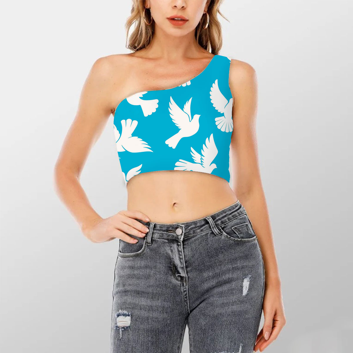 Flying Dove Peace Shoulder Cropped Top 6