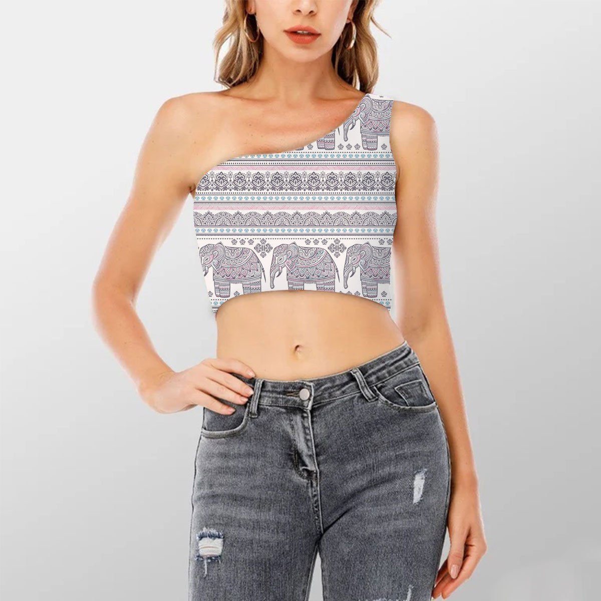 Indian Bohemian Elephant Shoulder Cropped Top 6