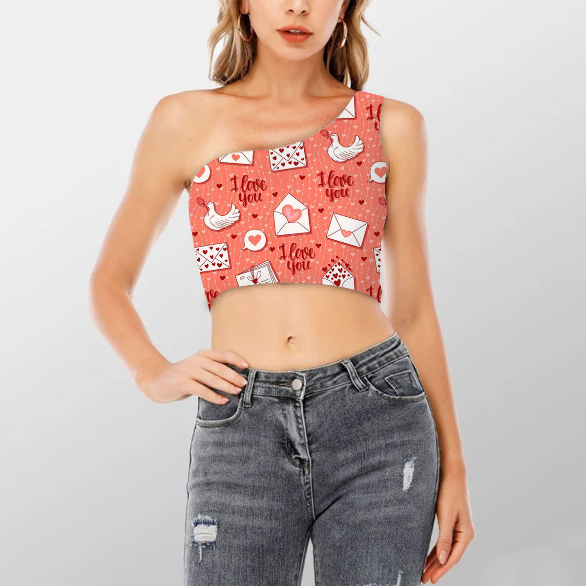 Letter From Dove With Love Shoulder Cropped Top 6