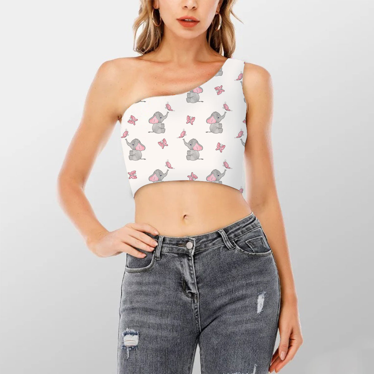 Playing African Elephant Shoulder Cropped Top 6