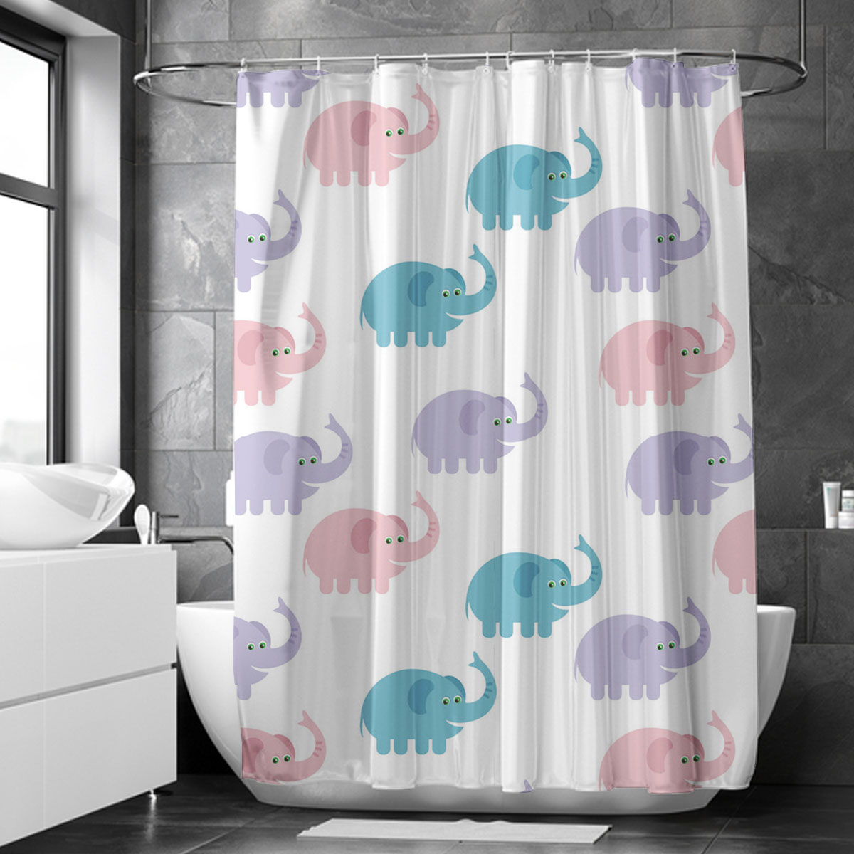 Big Colorful African Elephant Shower Curtain 6