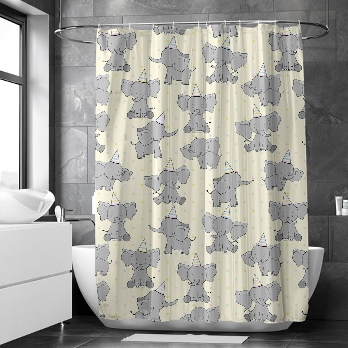 Birthday African Elephant Shower Curtain 6