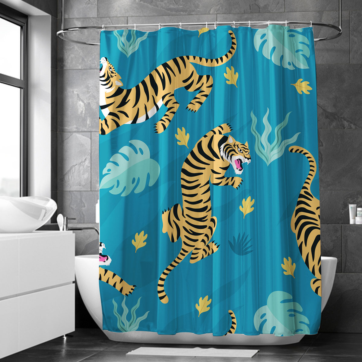 Blue World Tiger Shower Curtain 6