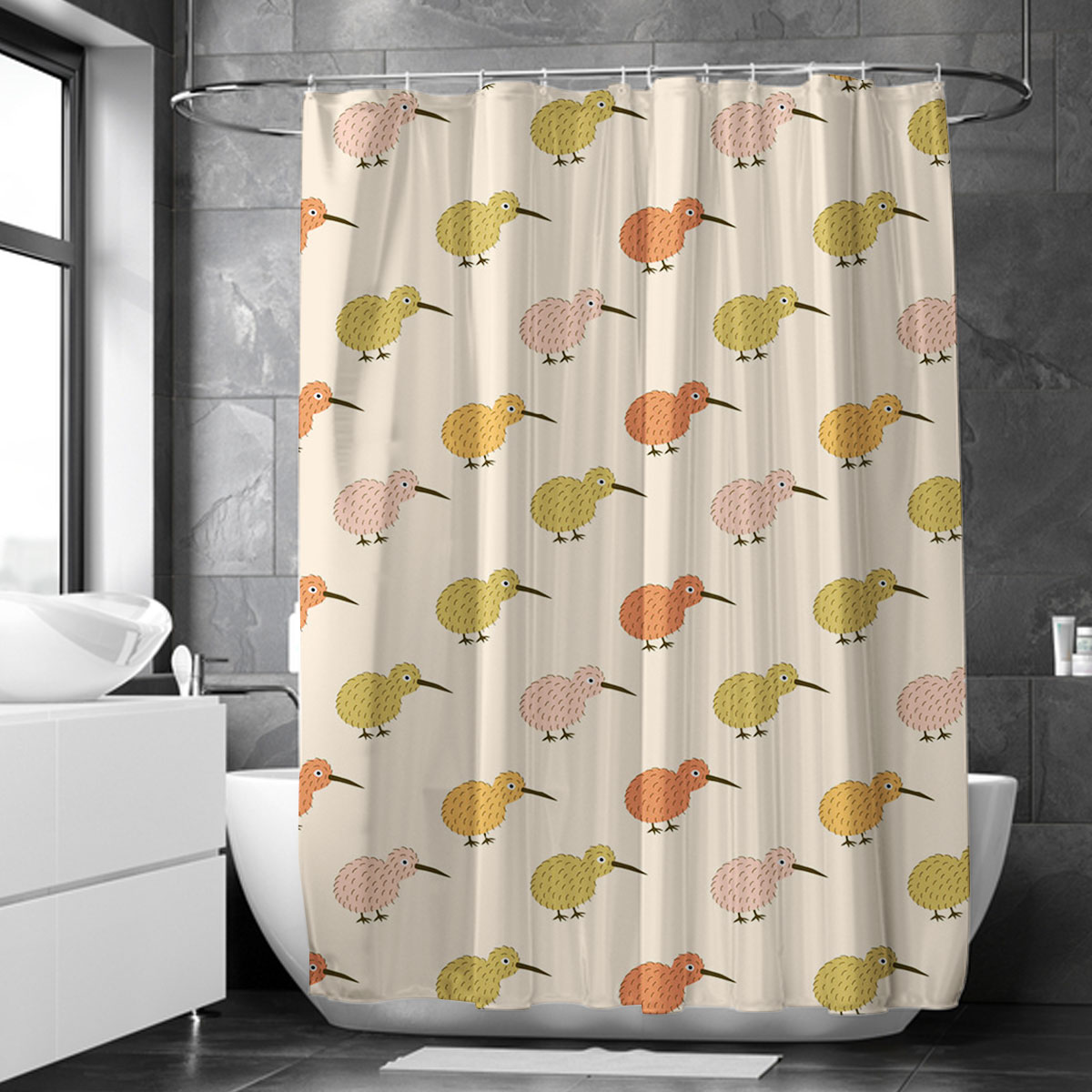 Cartoon Kiwi Bird Shower Curtain 6
