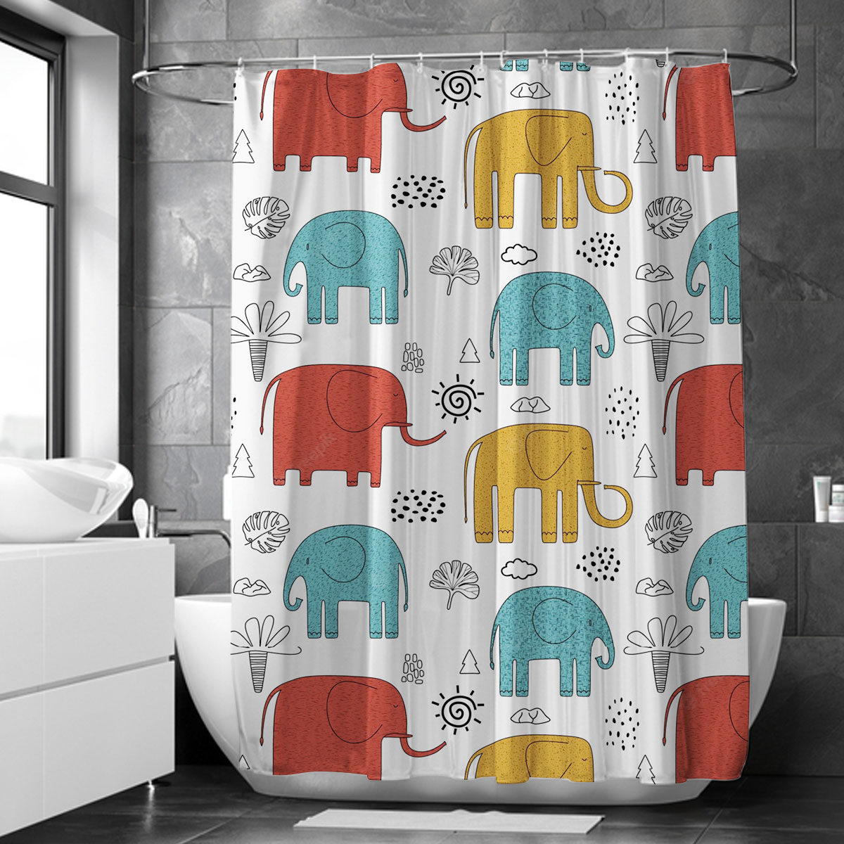 Cartoon Squad African Elephant Shower Curtain 6
