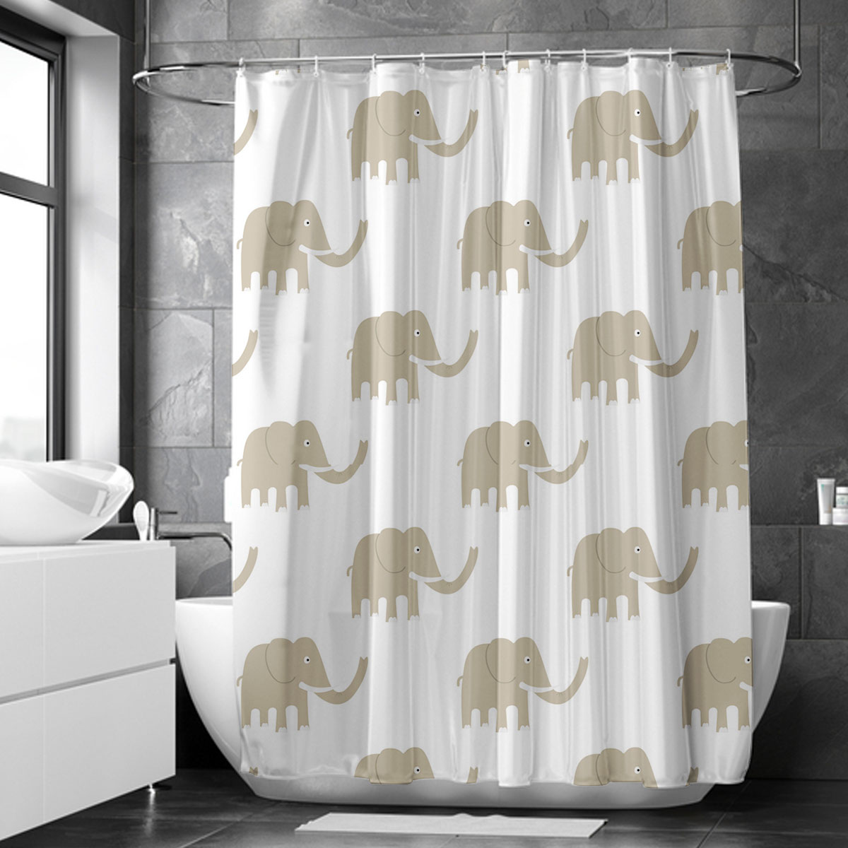 Cartoon Standing African Elephant Shower Curtain 6