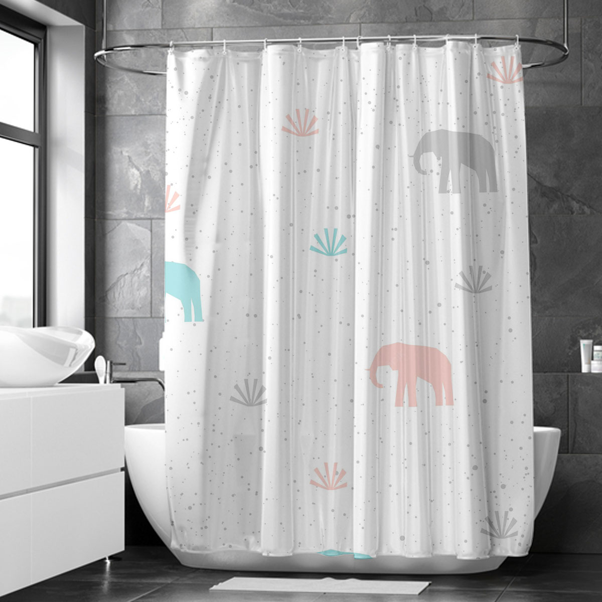 Colorful Elephant Shower Curtain 6