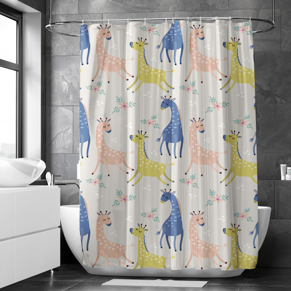 Colorful Giraffe Shower Curtain 6