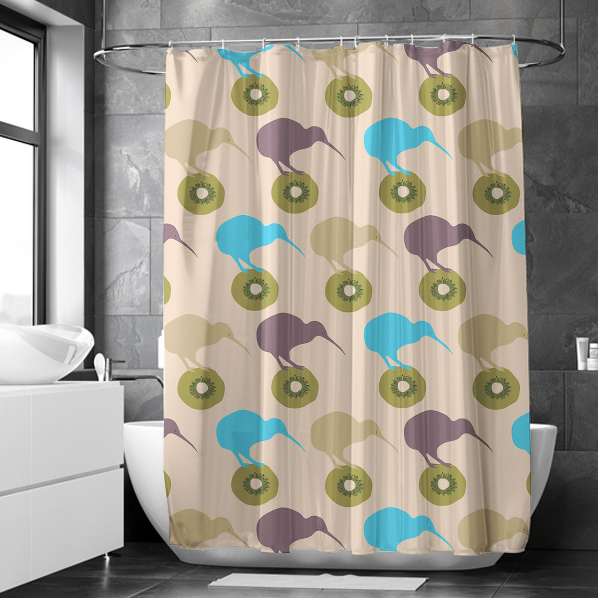 Colorful Kiwi On Kiwi Shower Curtain 6