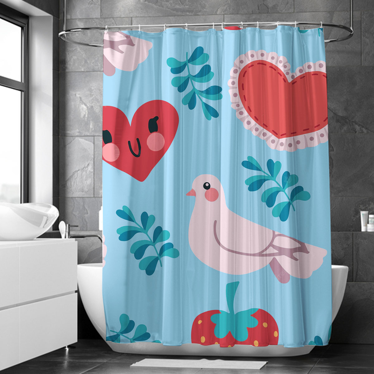 Coon Pink Dove He Shower Curtain 6