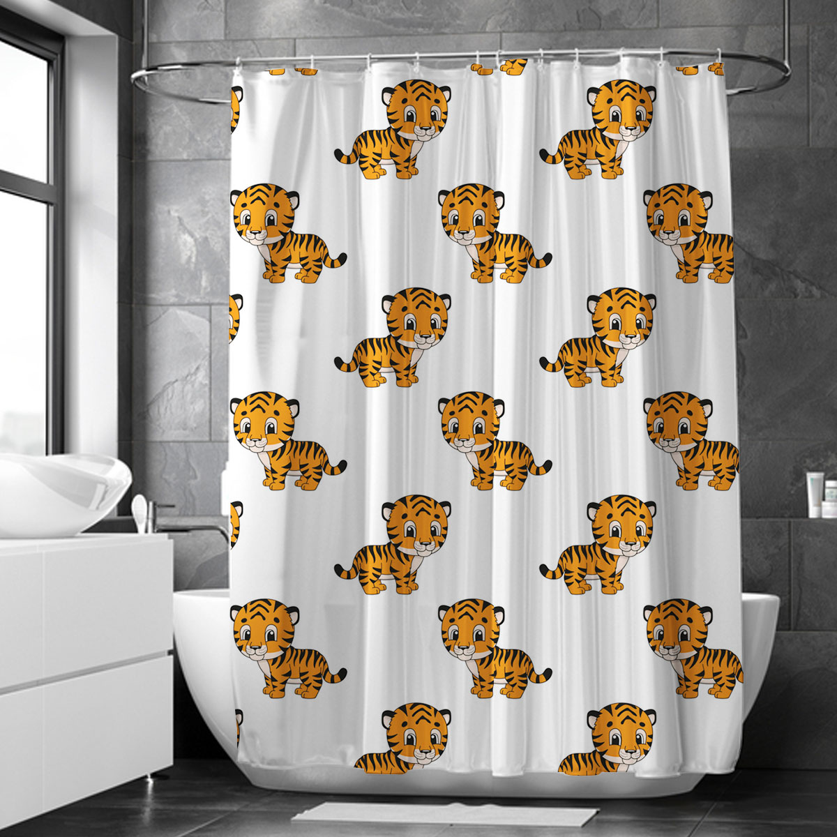 Cute Little Tiger Shower Curtain 6