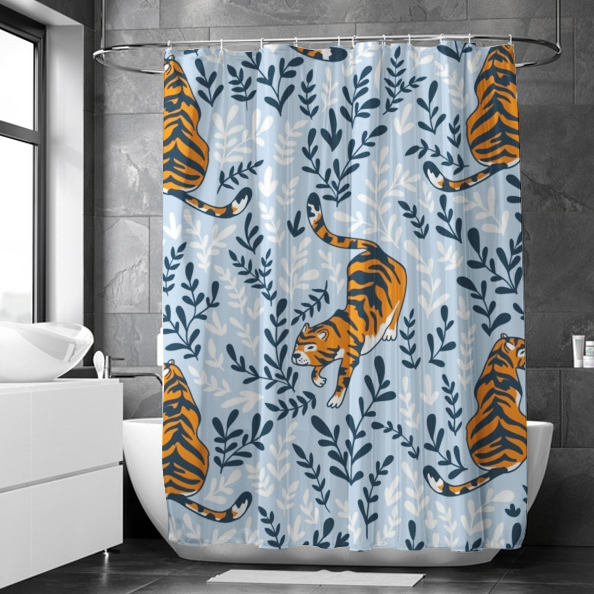 Floral Tiger Shower Curtain 6