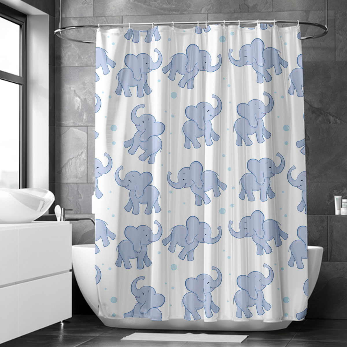 Funny Asian Elephant Shower Curtain 6