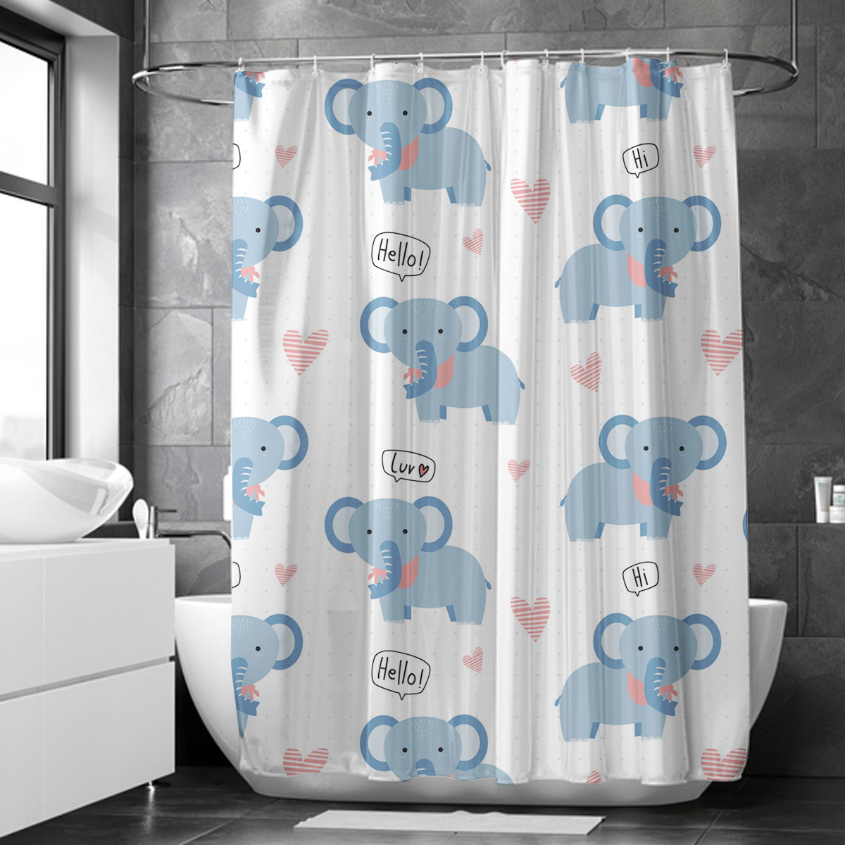 Greeting Asian Elephant Shower Curtain 6