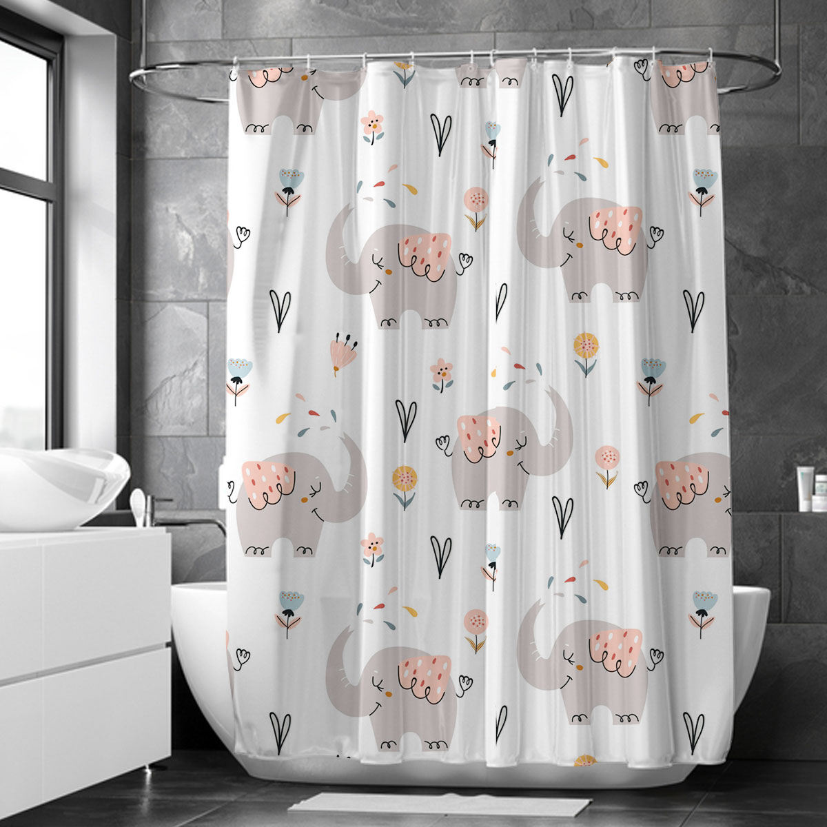Happy African Elephant Shower Curtain 6