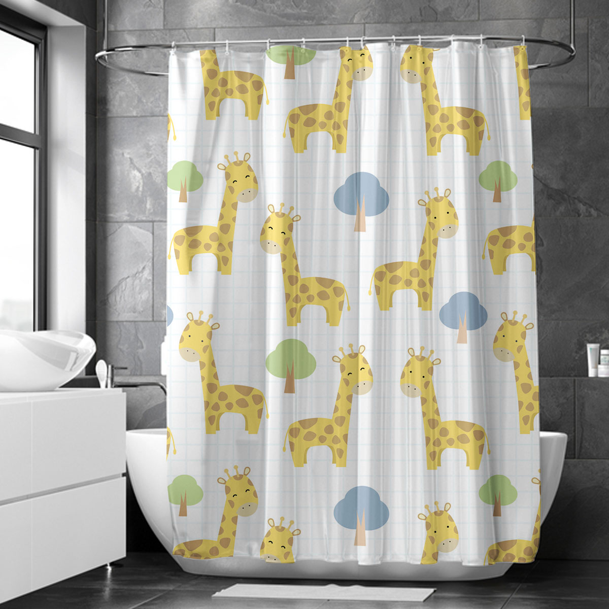 Lovely Cartoon Giraffe Shower Curtain 6