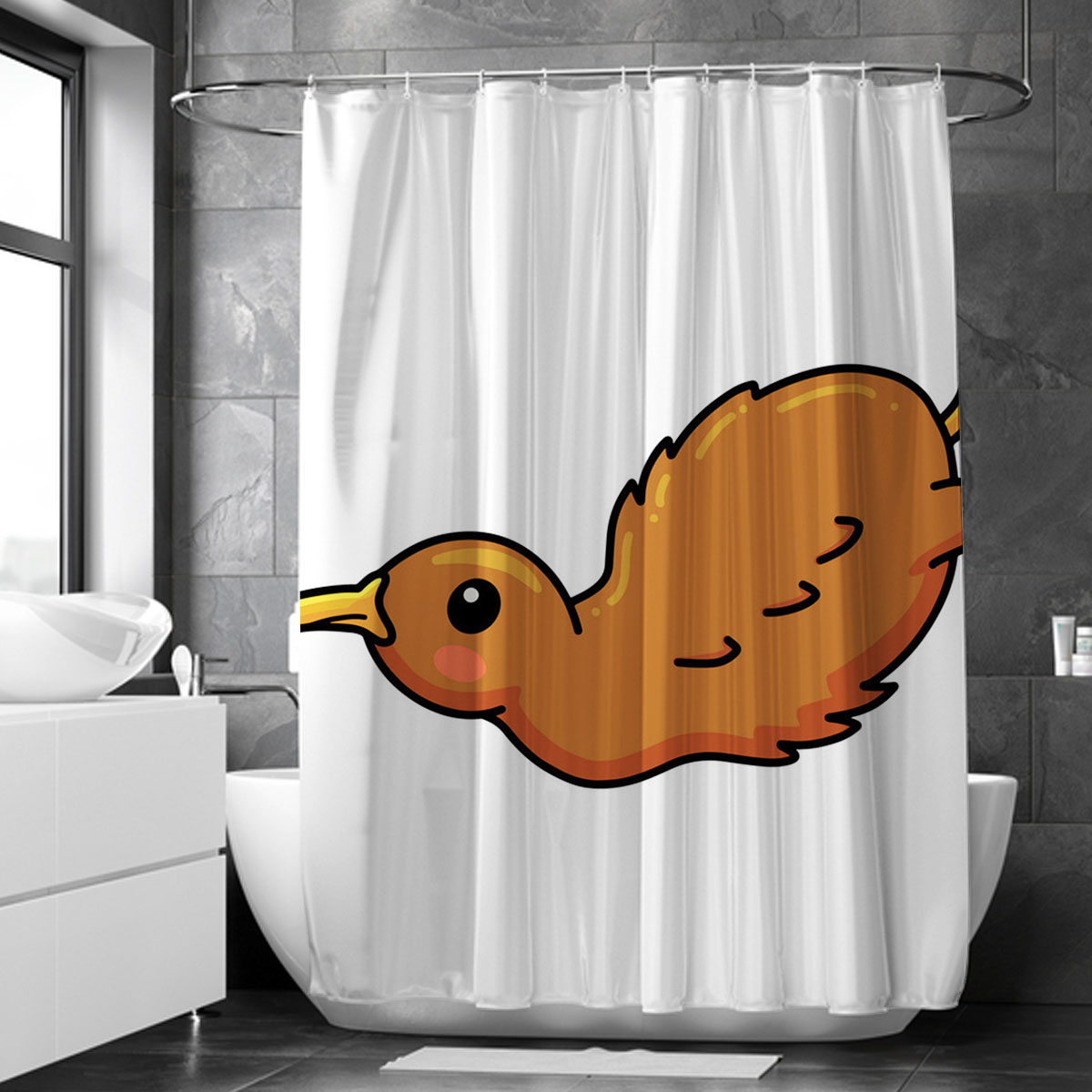 Lovely Falling Kiwi Bird Shower Curtain 6