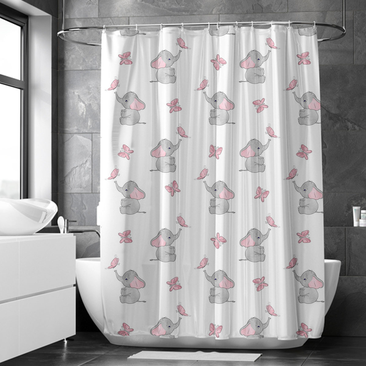 Playing African Elephant Shower Curtain 6