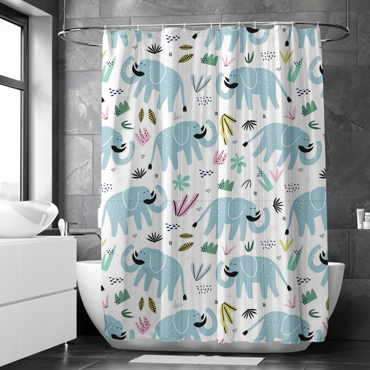 Rainforest African Elephant Shower Curtain 6