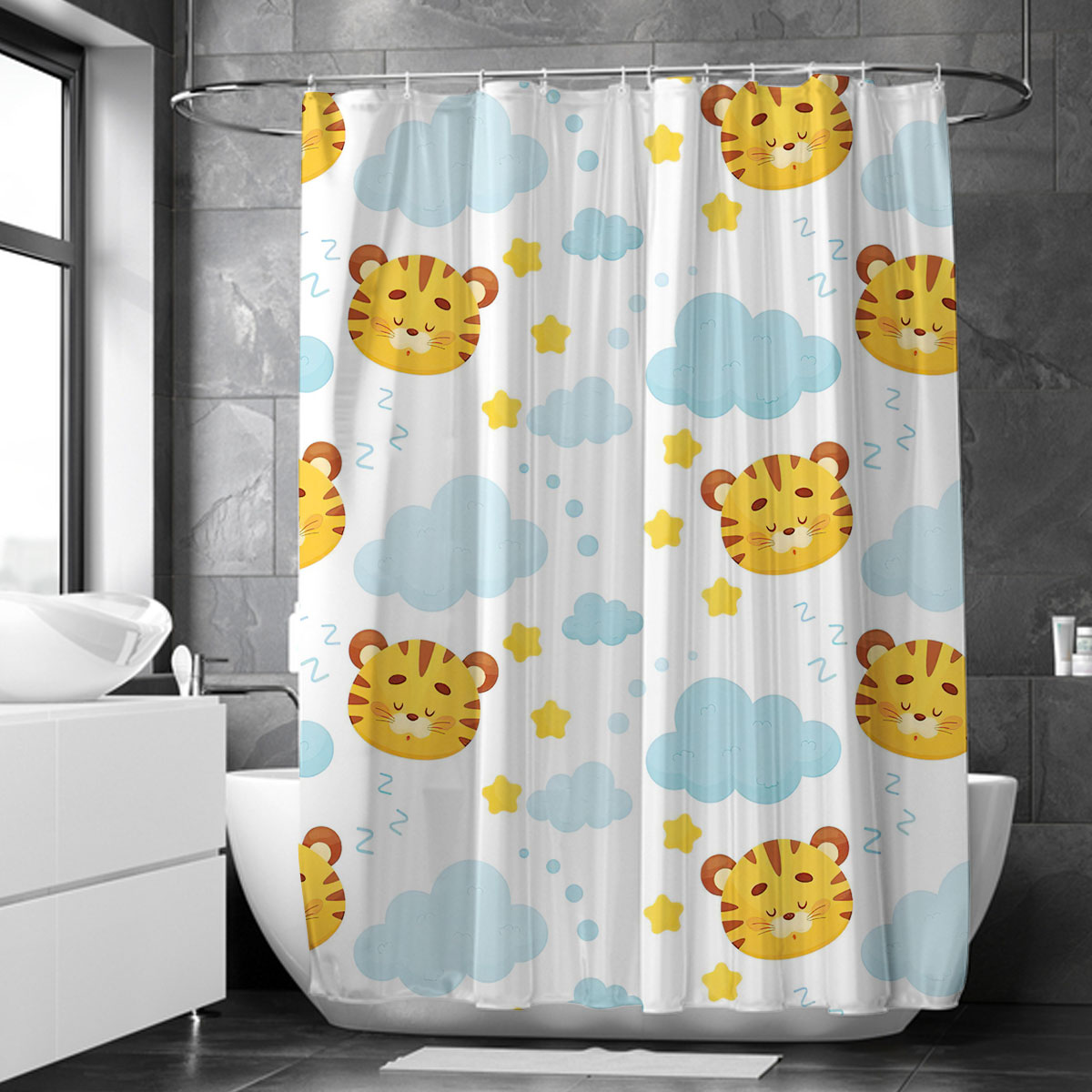 Sleeping Baby Tiger Shower Curtain 6