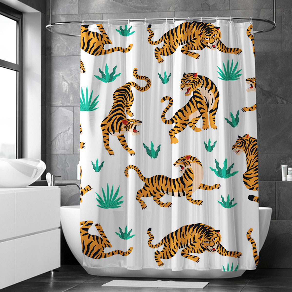 Tiger And Grass Shower Curtain 6