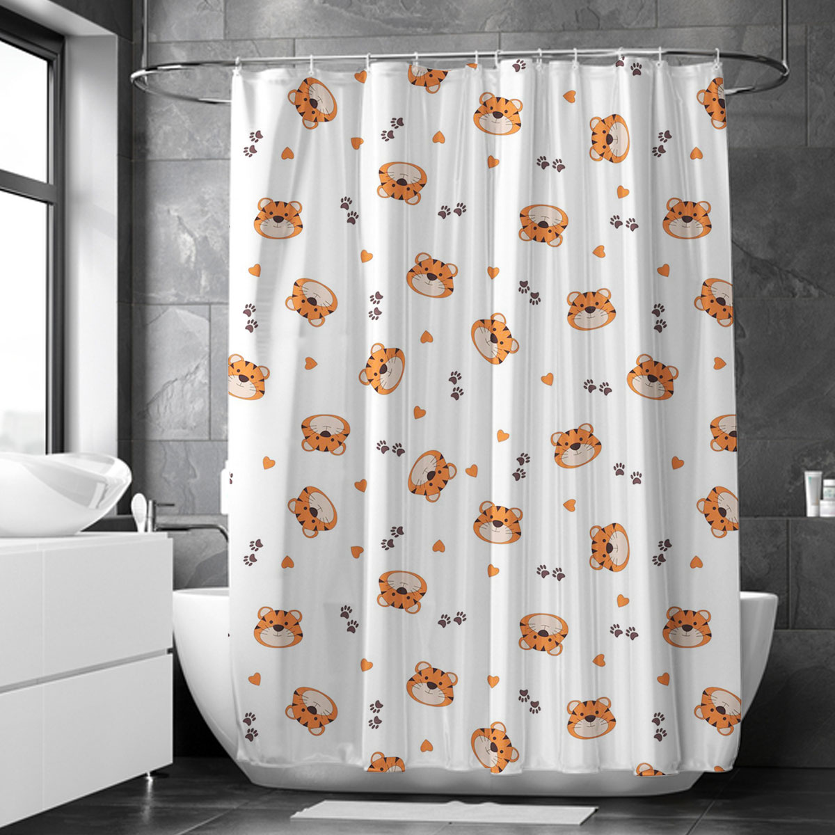 Tiger Heart And Paw Shower Curtain 6