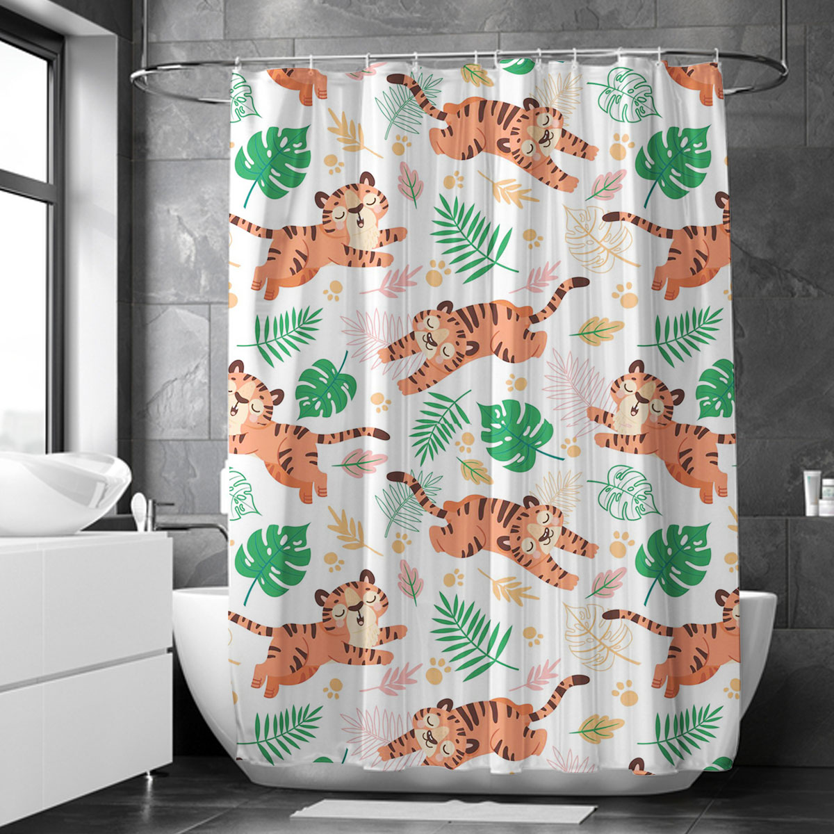 Tropical Peaceful Tiger Shower Curtain 6