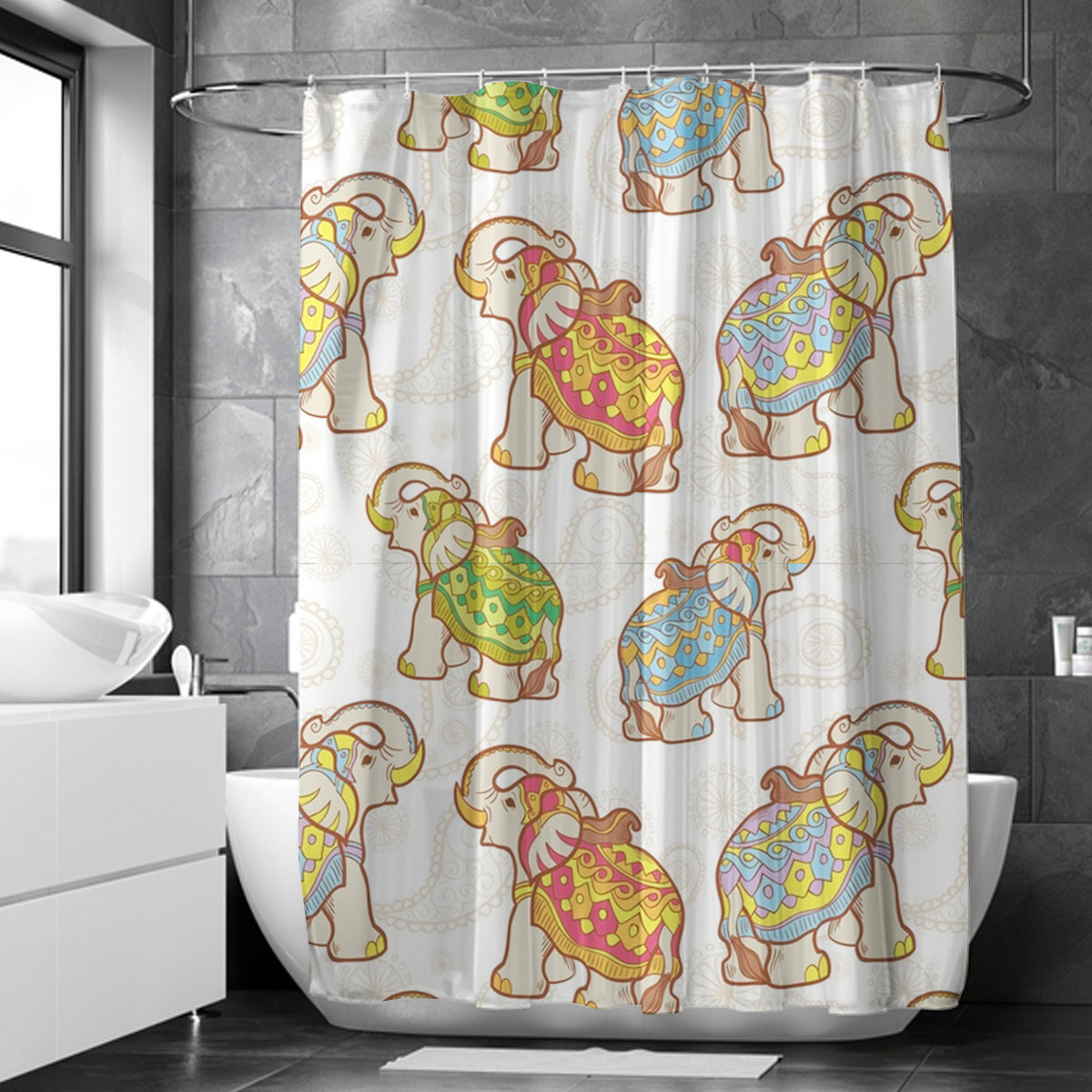 Vintage Indian Elephant Shower Curtain 6