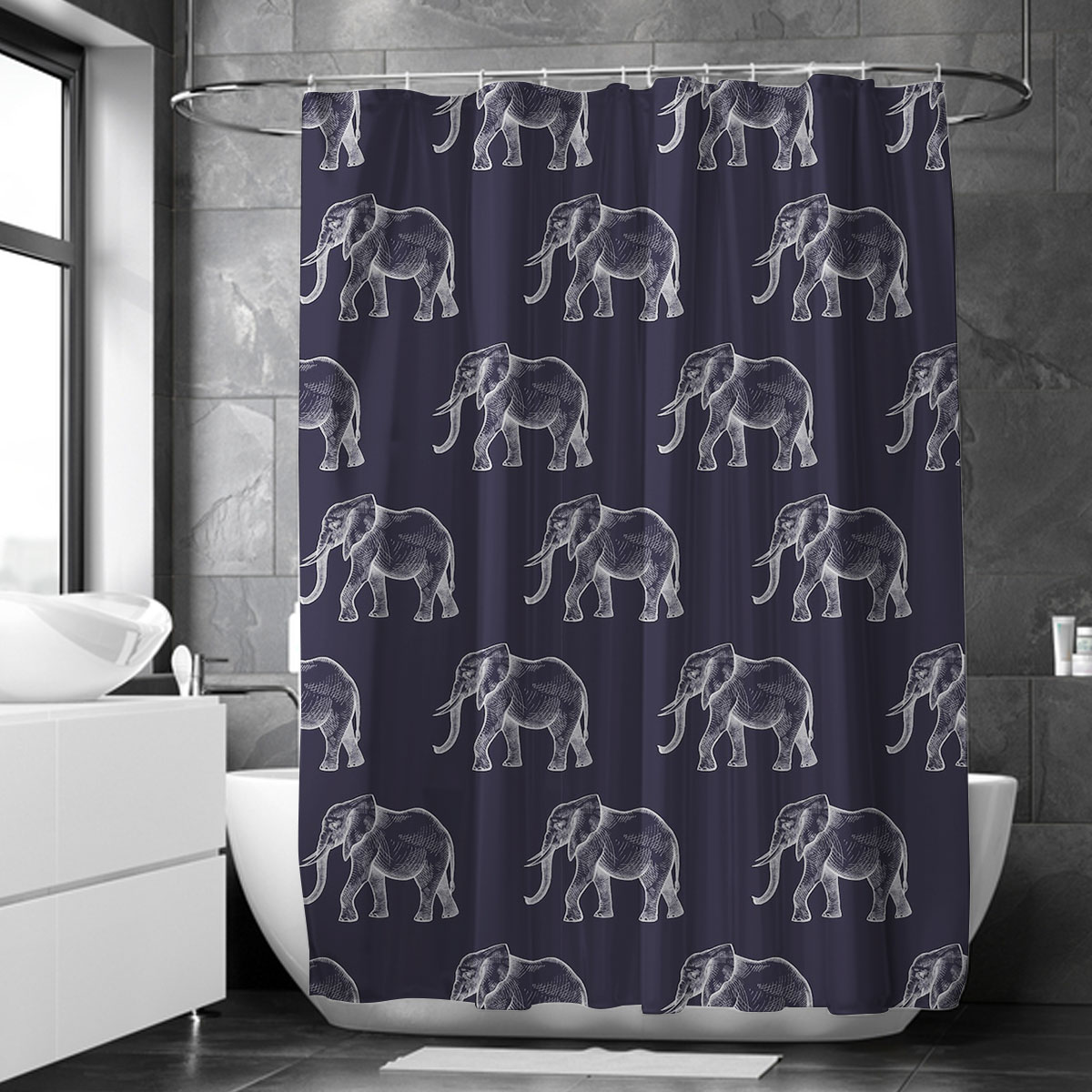 Walking African Elephant Shower Curtain 6