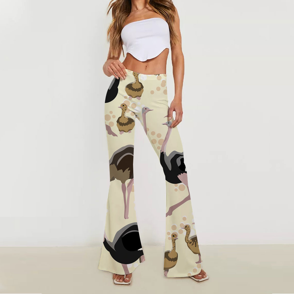 African Ostrich Family Coon Skinny Flare Pants 6