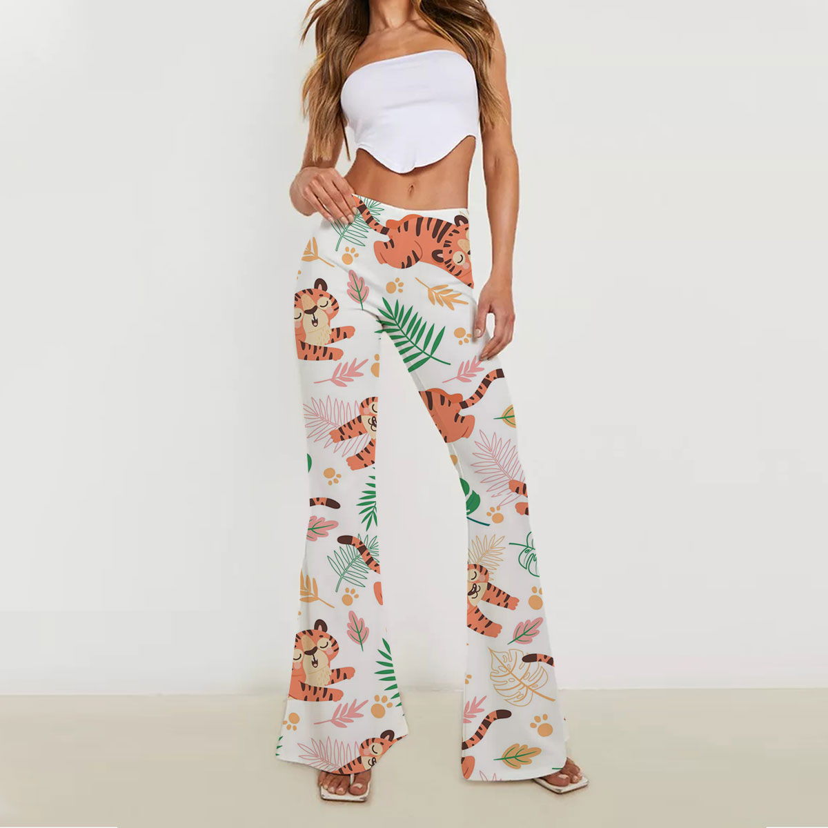Tropical Peaceful Tiger Skinny Flare Pants 6