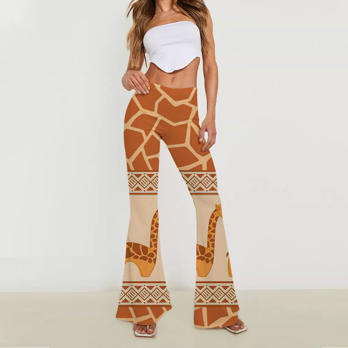 Vintage Giraffe Skinny Flare Pants 6
