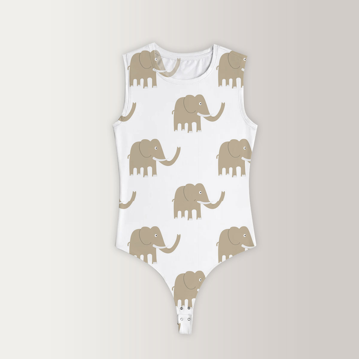 Cartoon Standing African Elephant Sleeveless Bodysuit 6