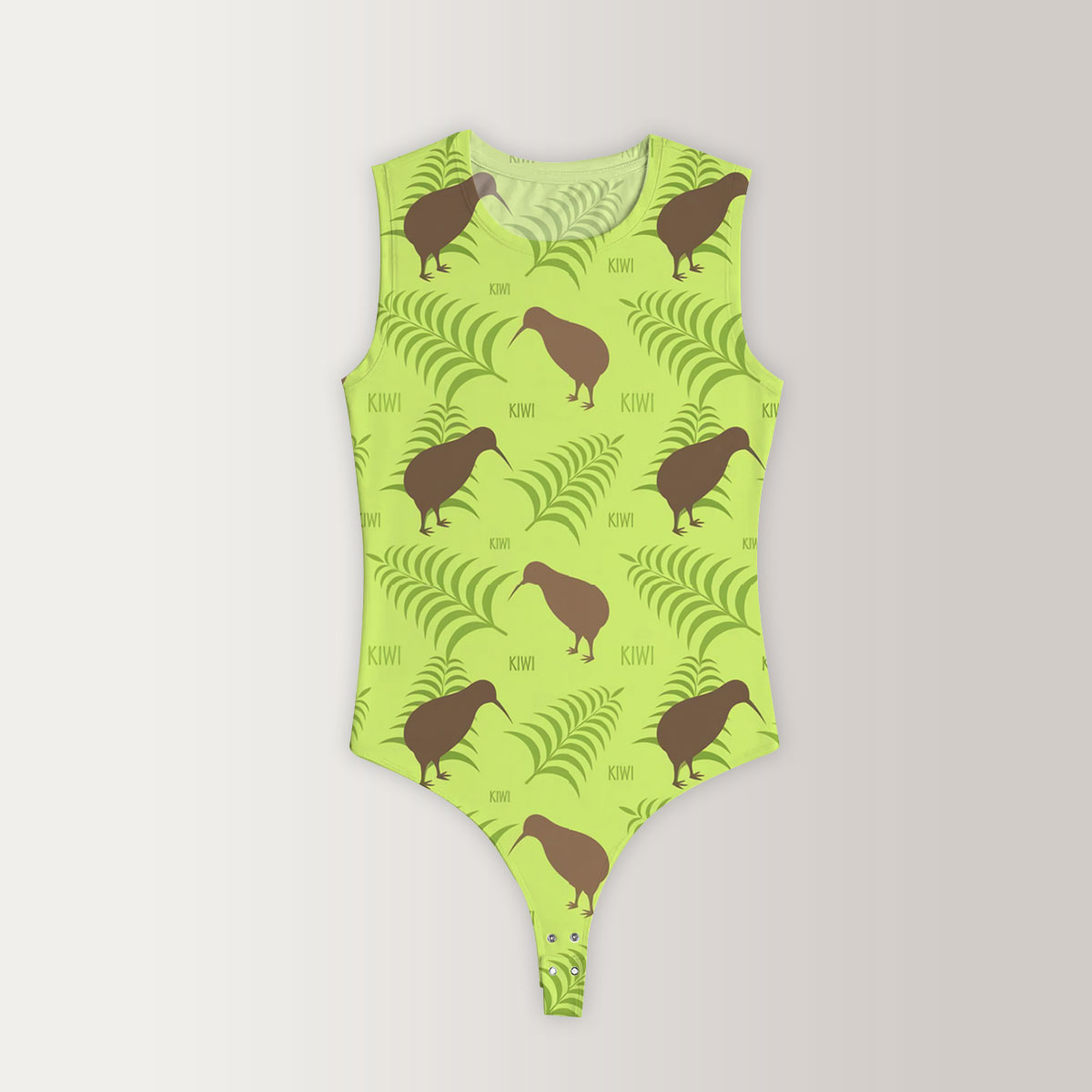 Green Leaf Kiwi Bird Sleeveless Bodysuit 6