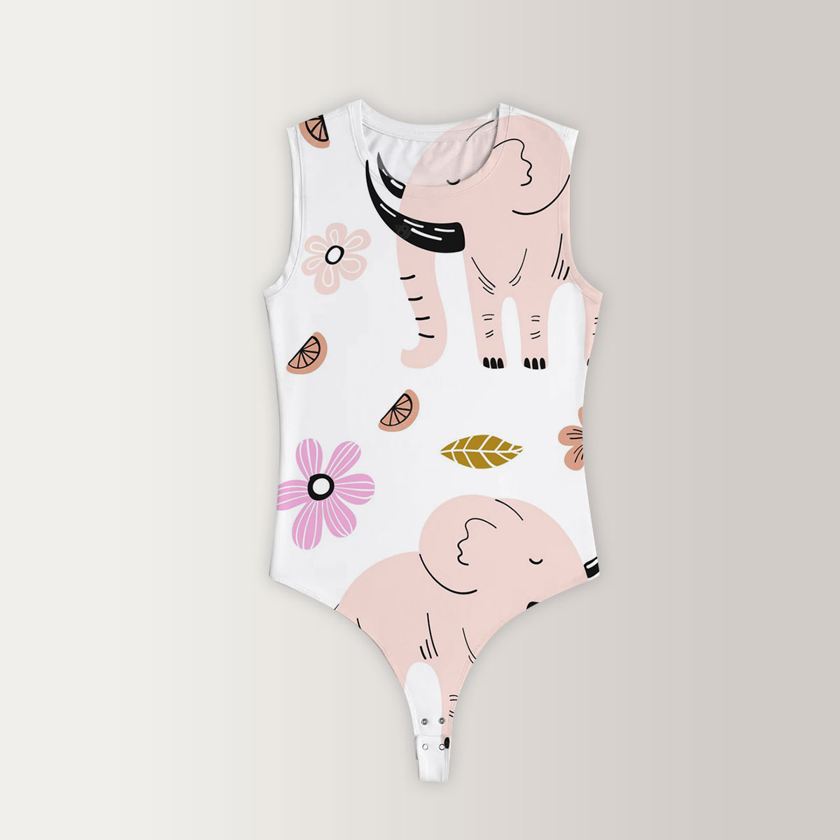 Pink African Elephant Sleeveless Bodysuit 6