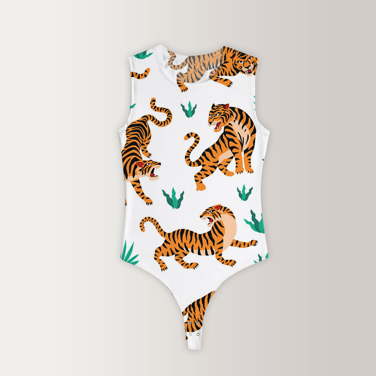 Tiger And Grass Sleeveless Bodysuit 6