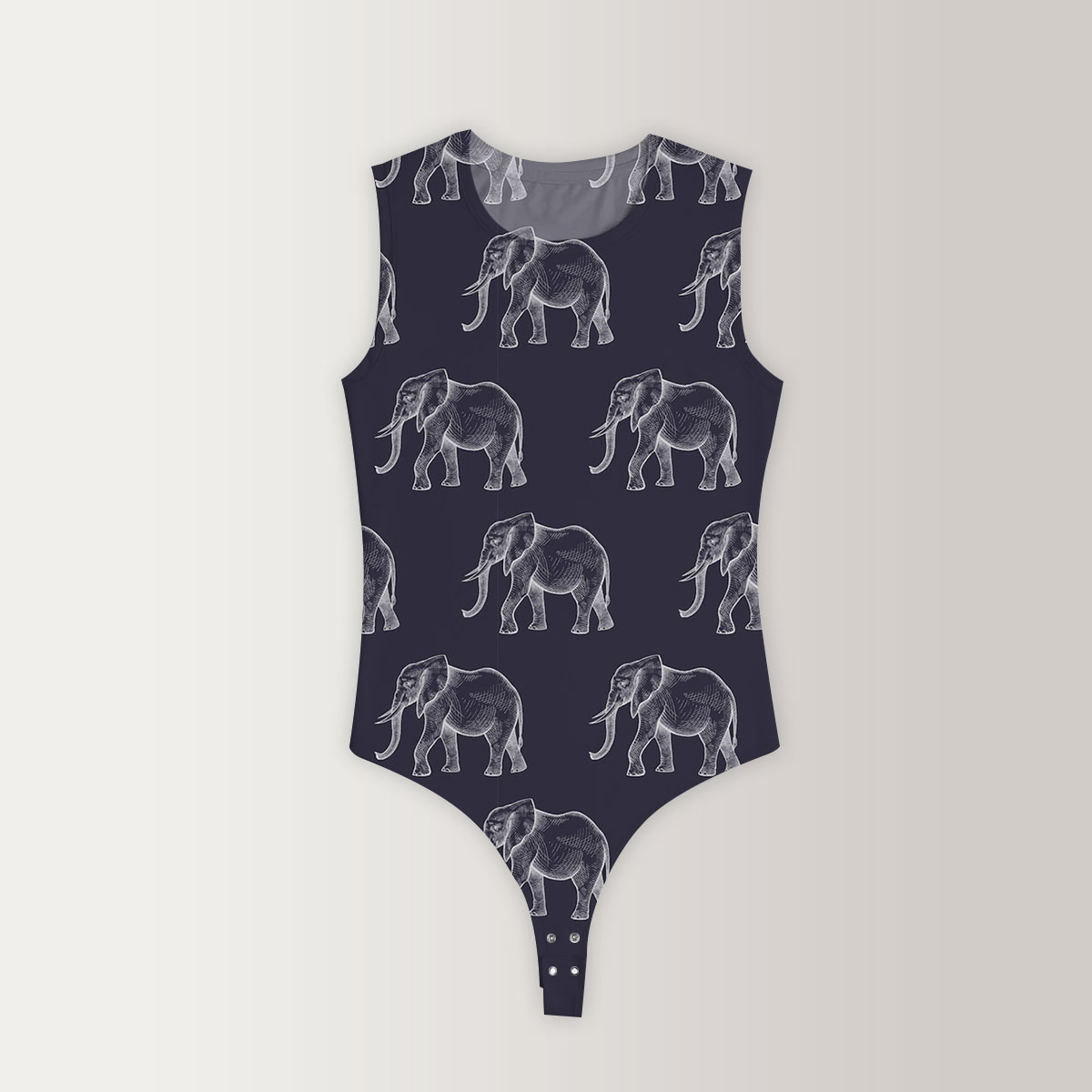 Walking African Elephant Sleeveless Bodysuit 6