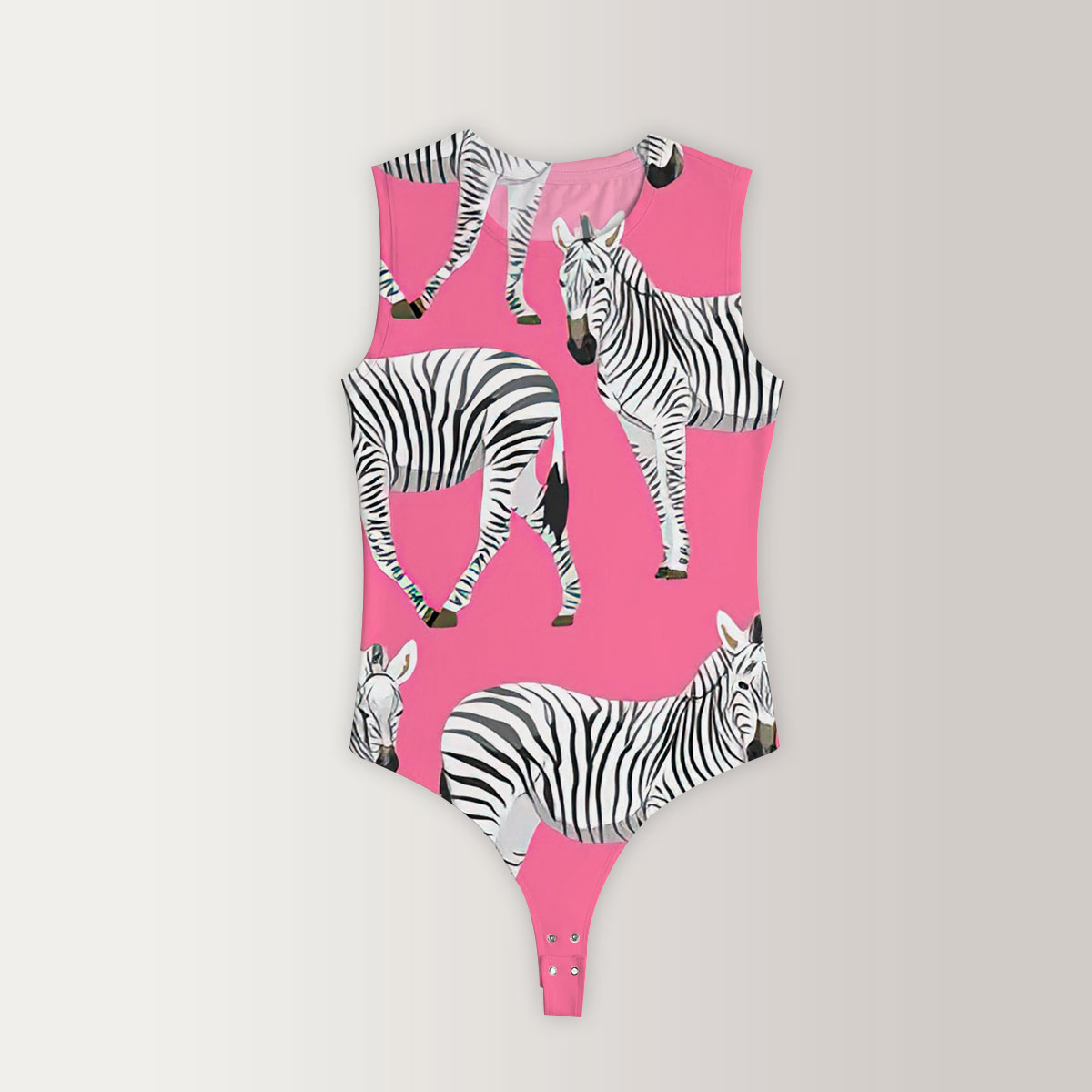 Zebra On Pink Sleeveless Bodysuit 6