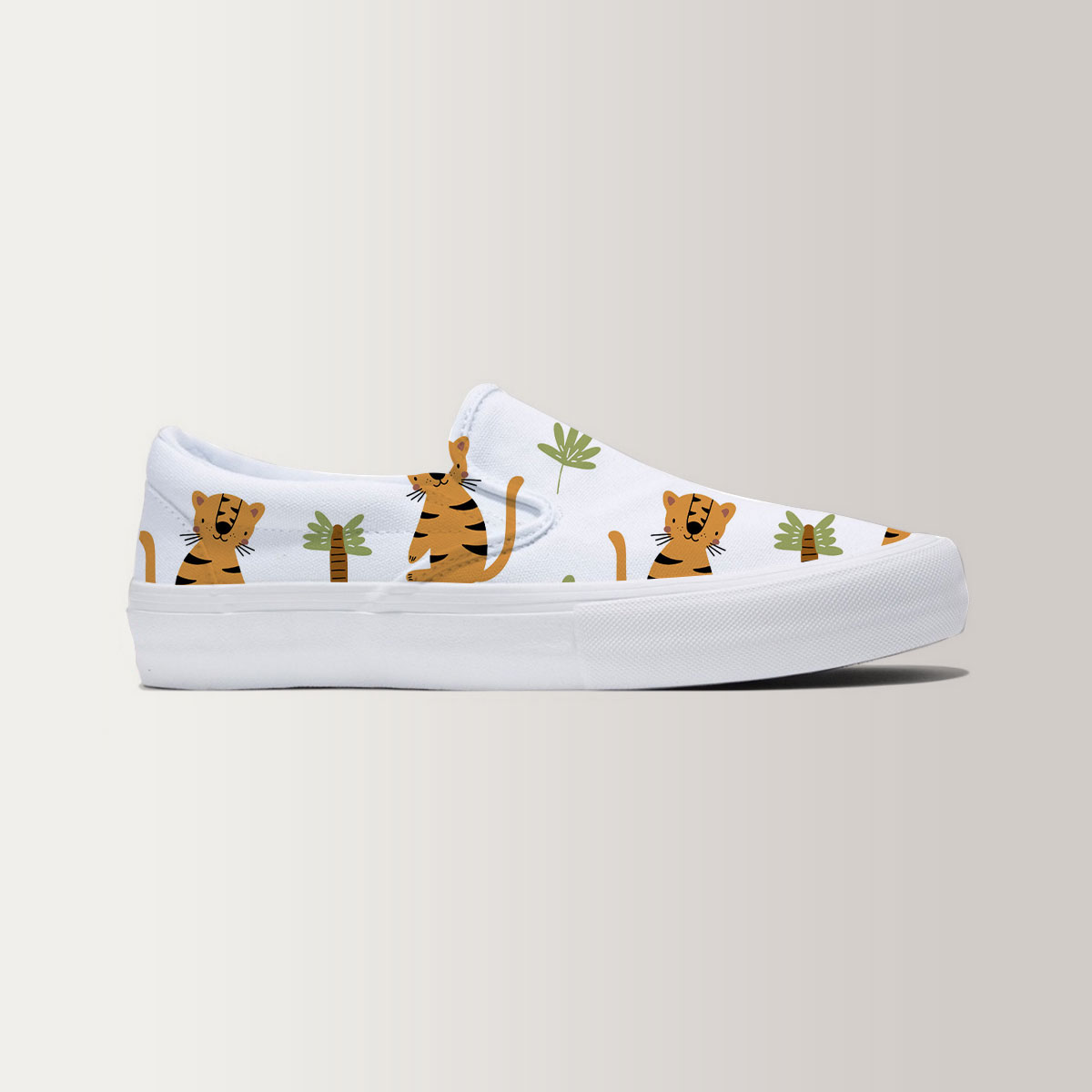 Cartoon Tiger And Tree Slip On Sneakers 6