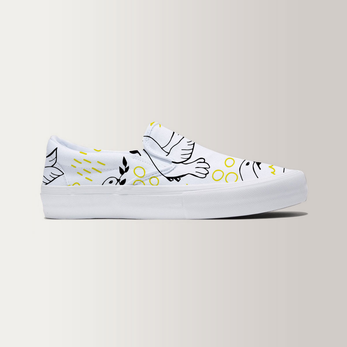 Coon White Dove Flying Slip On Sneakers 6