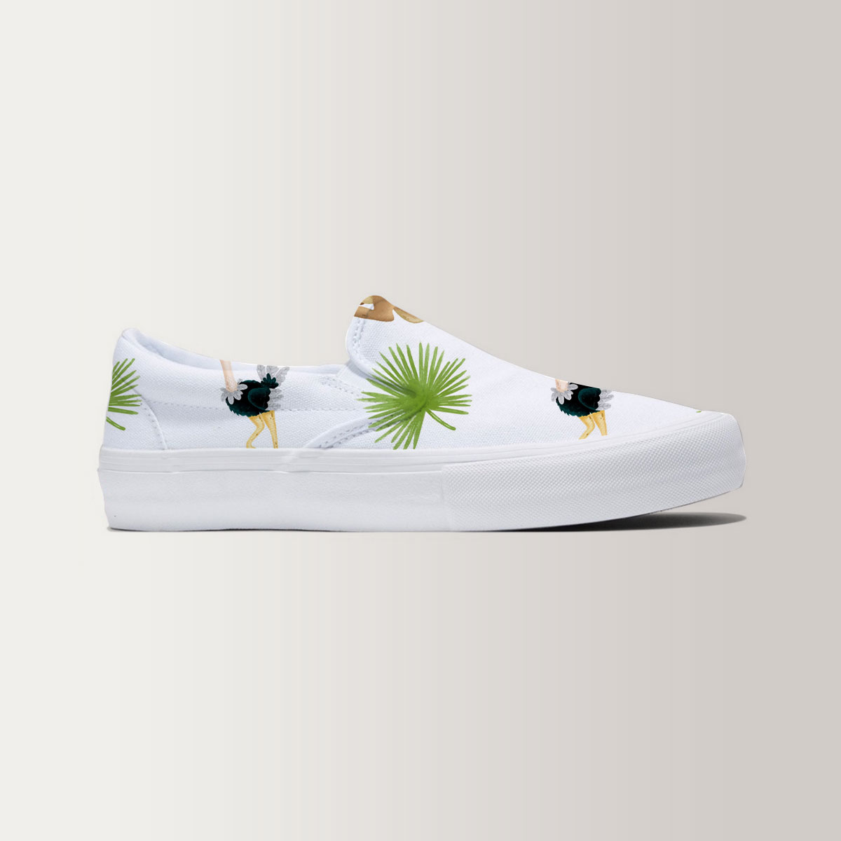 Cute Tropical Ostrich And Kangaroo Slip On Sneakers 6