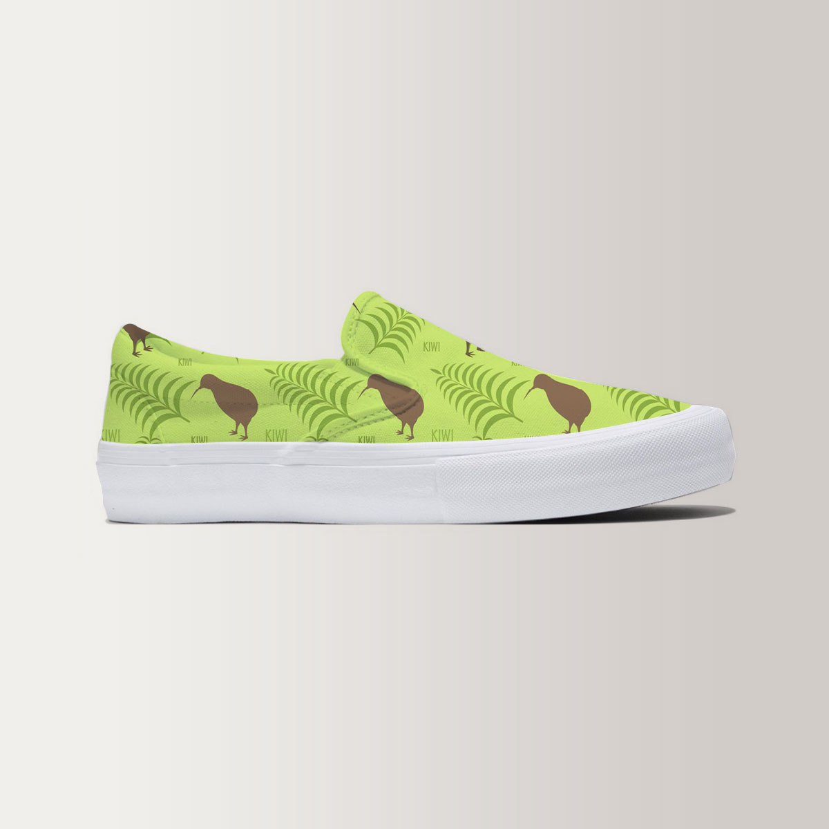 Green Leaf Kiwi Bird Slip On Sneakers 6