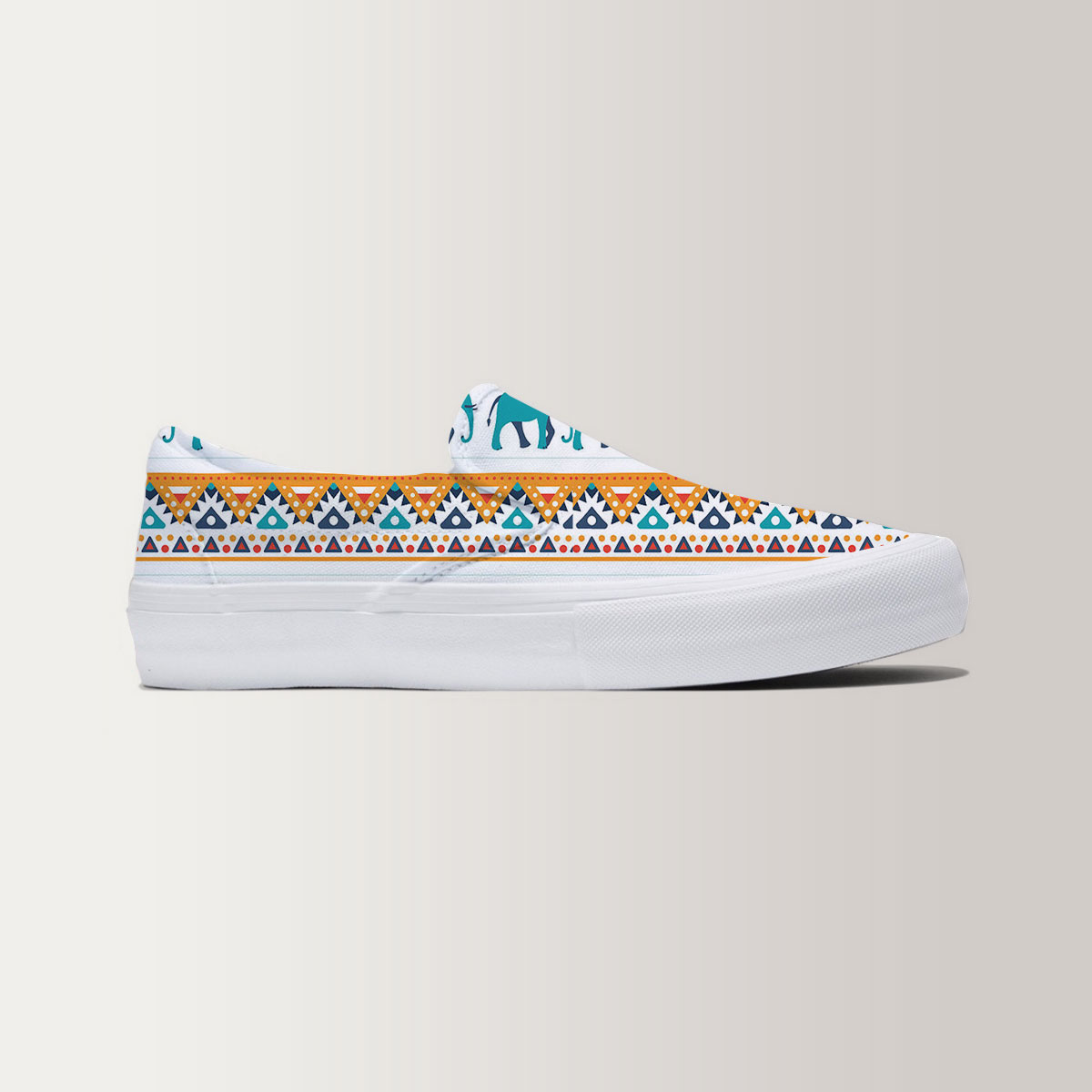 Native Red Blue African Elephant Slip On Sneakers 6