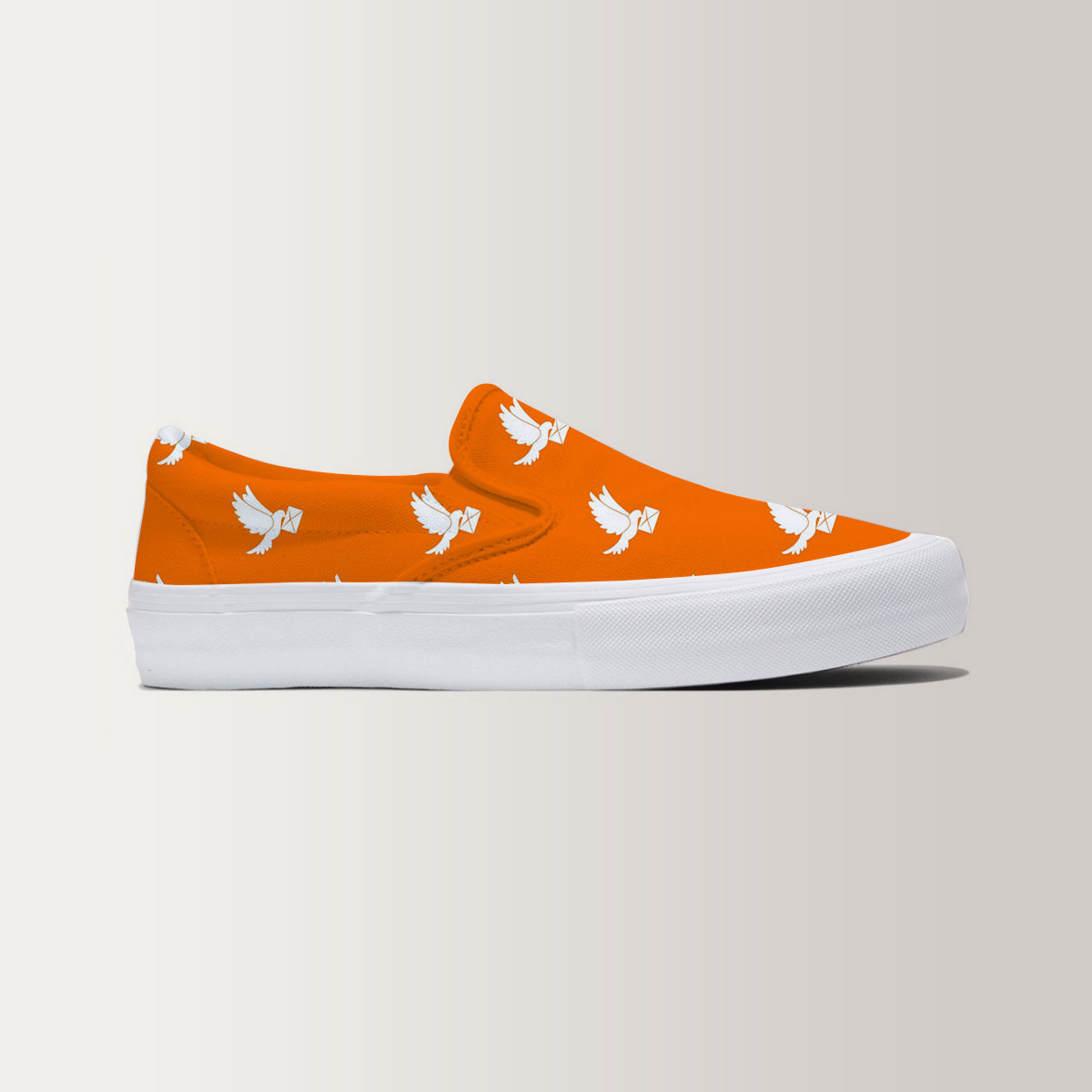 Orange Background Dove Letter Slip On Sneakers 6