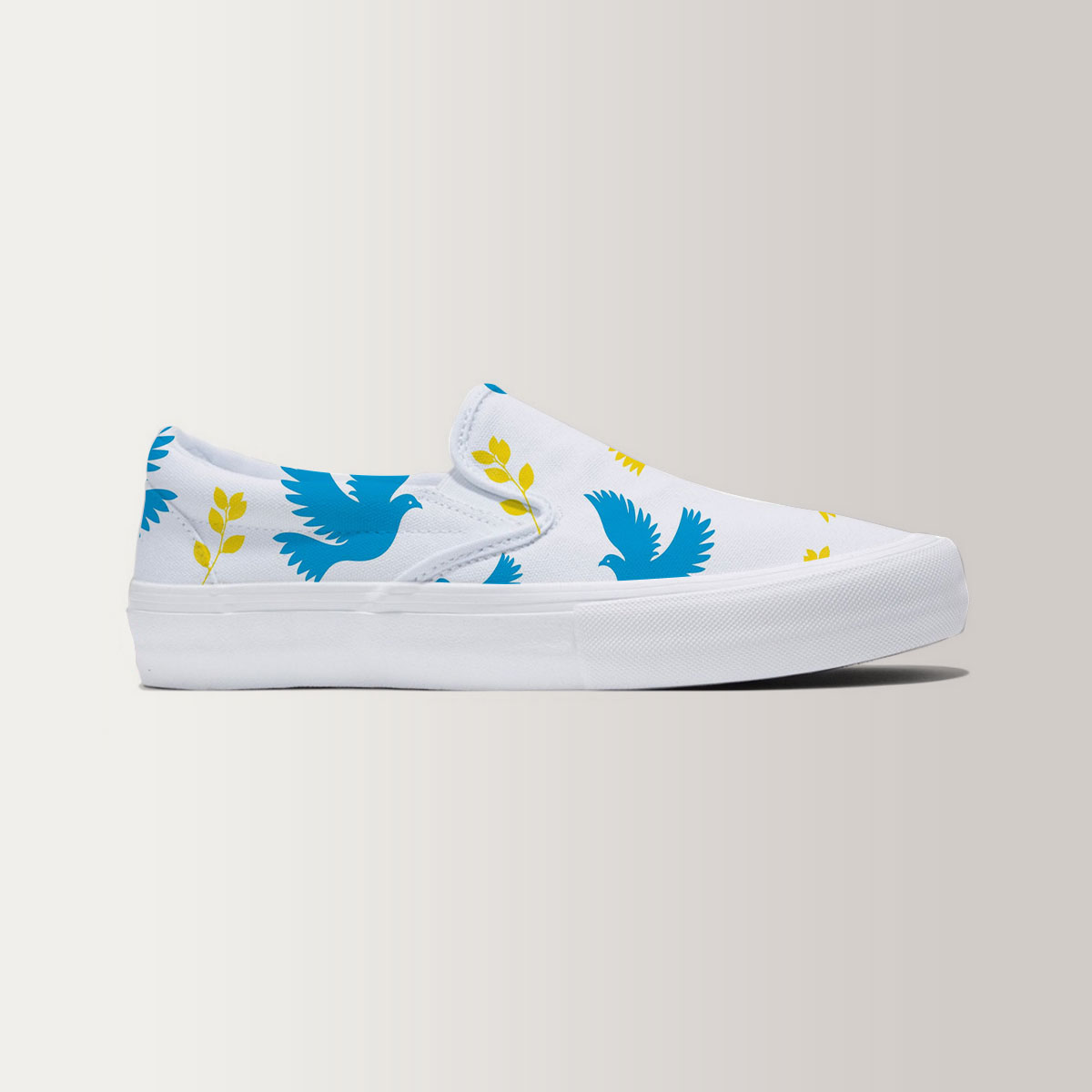 Peace Blue Yellow Dove Flyings Slip On Sneakers 6