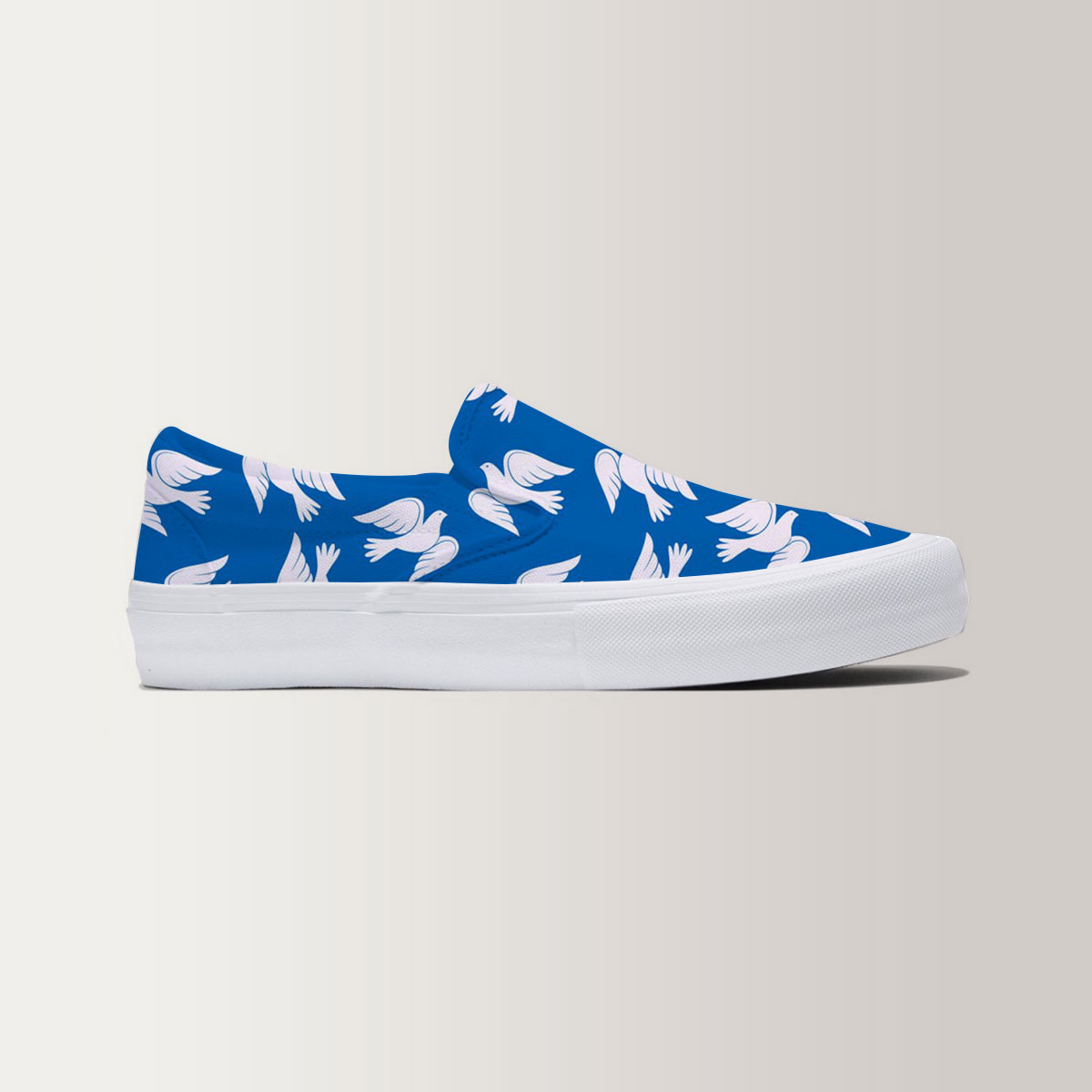 White Dove On Blue Monogram Slip On Sneakers 6