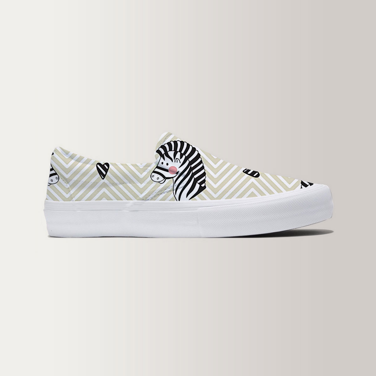 Zebra Little Heart Slip On Sneakers 6