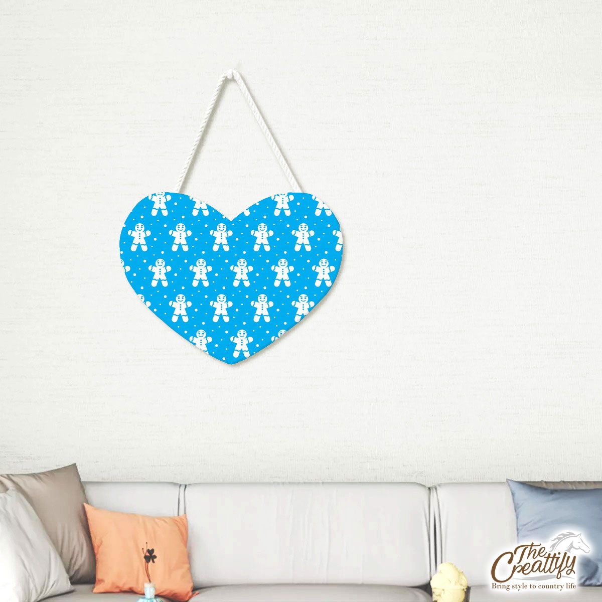 Christmas Gingerbread Man On The Blue Background Heart-Shaped Tablet