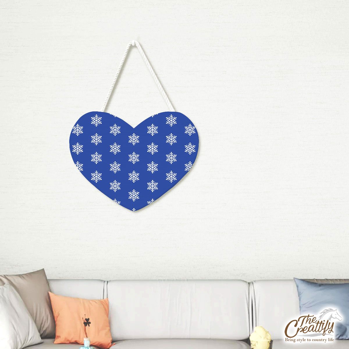 Christmas Snowflake Clipart On The Navy Blue Color Background Heart-Shaped Tablet